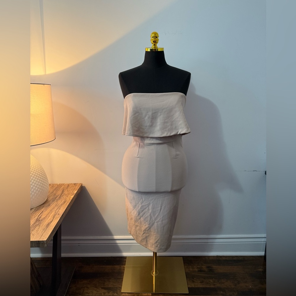 Dynamite | Strapless Nude Bodycon Midi Dress | Size Medium